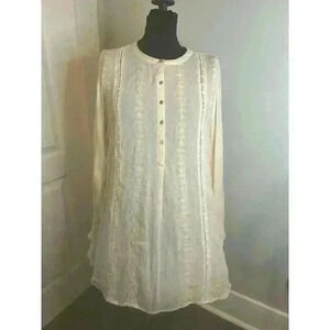 Blu Pepper Airy Women’s S Peachy Gauzy Embroidered Tunic Swing Dress‎